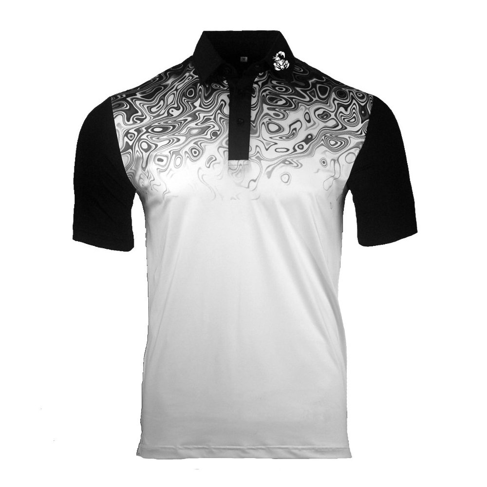 Scorpion21 Psychedelic Black & White Golf Polo